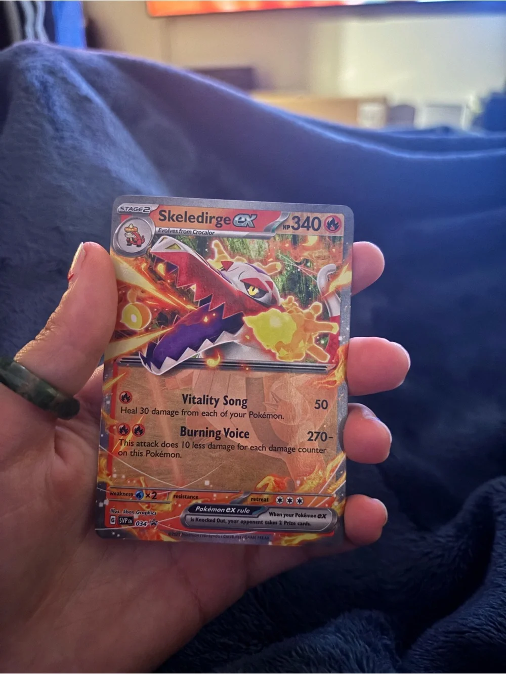 Pokemon Skelederige ex Holographic Card - Orange, Red, Yellow